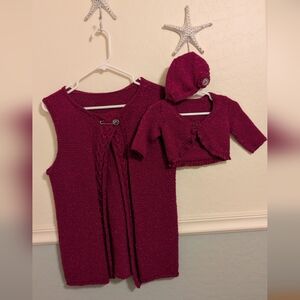 Mother Daughter sweater set women's size M/L and infant 3-6 months new handknit